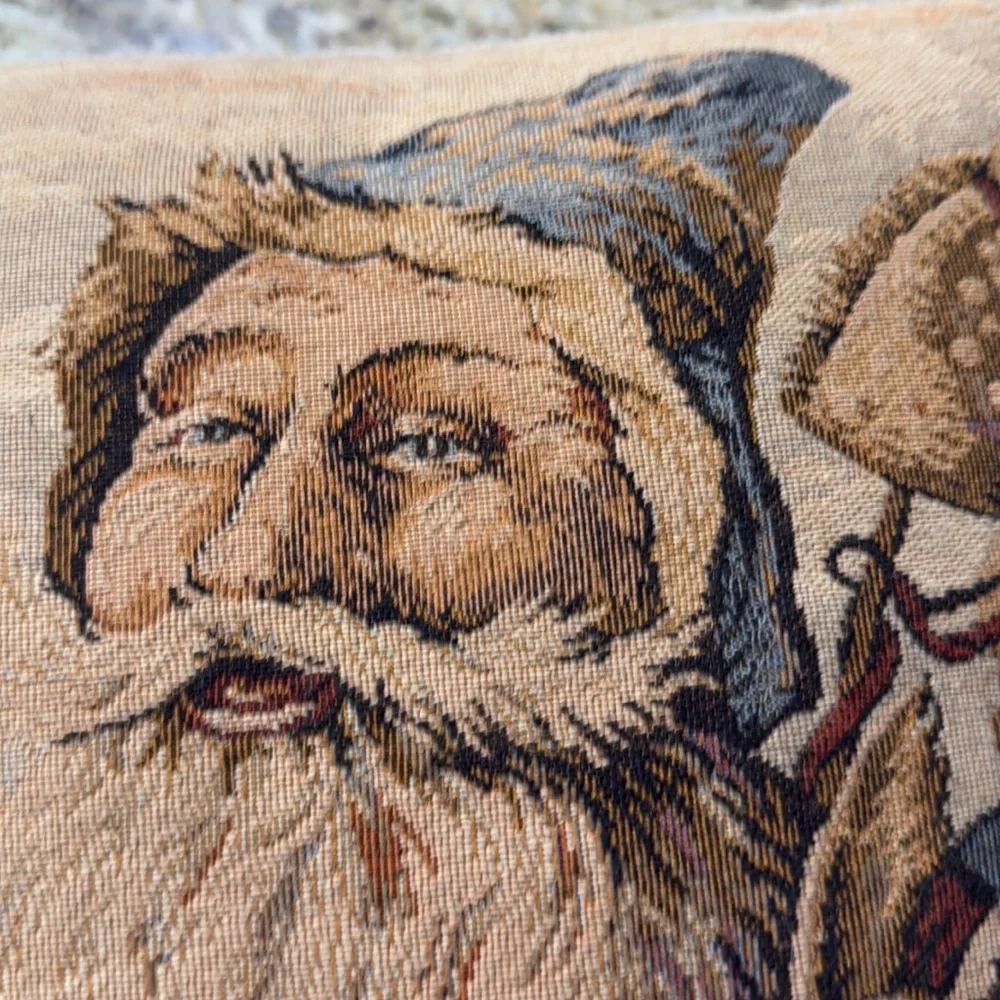 Vintage Christmas Old World Santa Claus Tapestry Throw Pillow Small